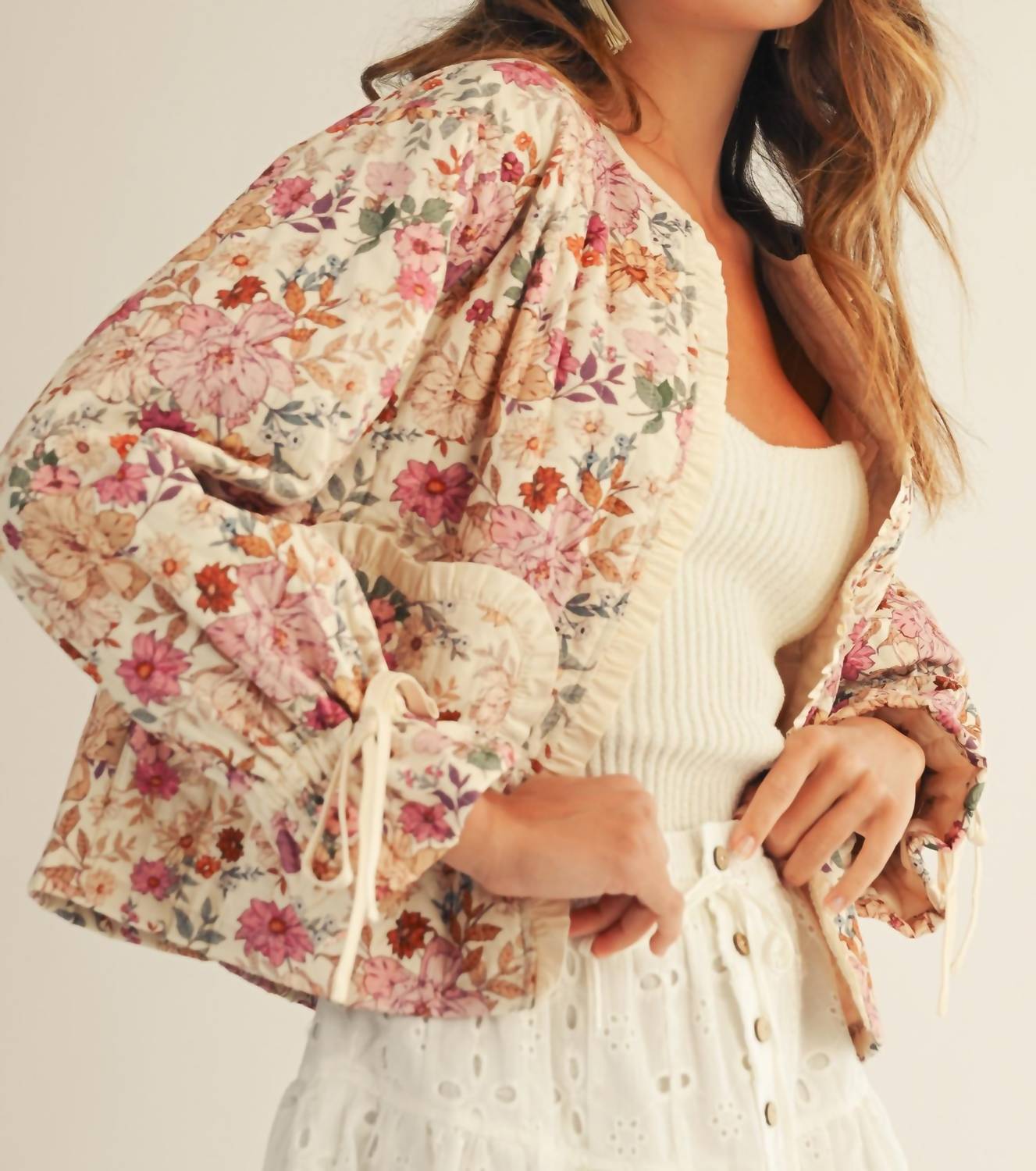 LovLov Heart Pockets Ruffled Wrists Jacket in floral - women's jacket - view 4