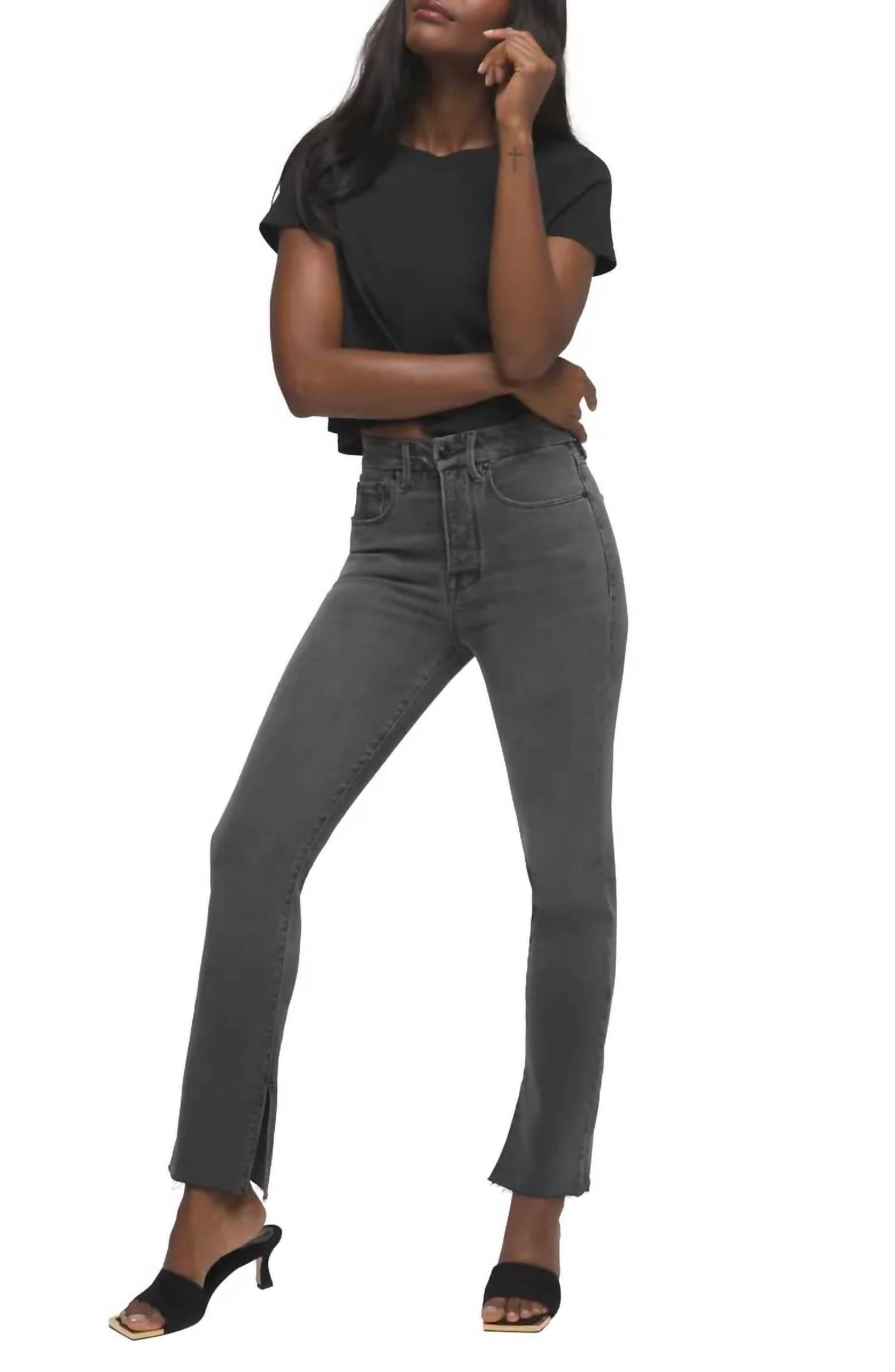 GOOD AMERICAN Good Boy Jean in black - women's jeans