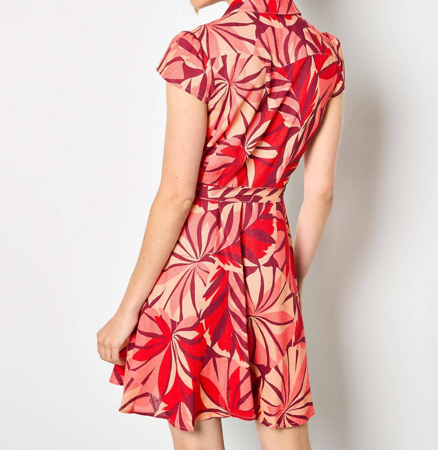 Apricot - Layered Tropical Button Dress