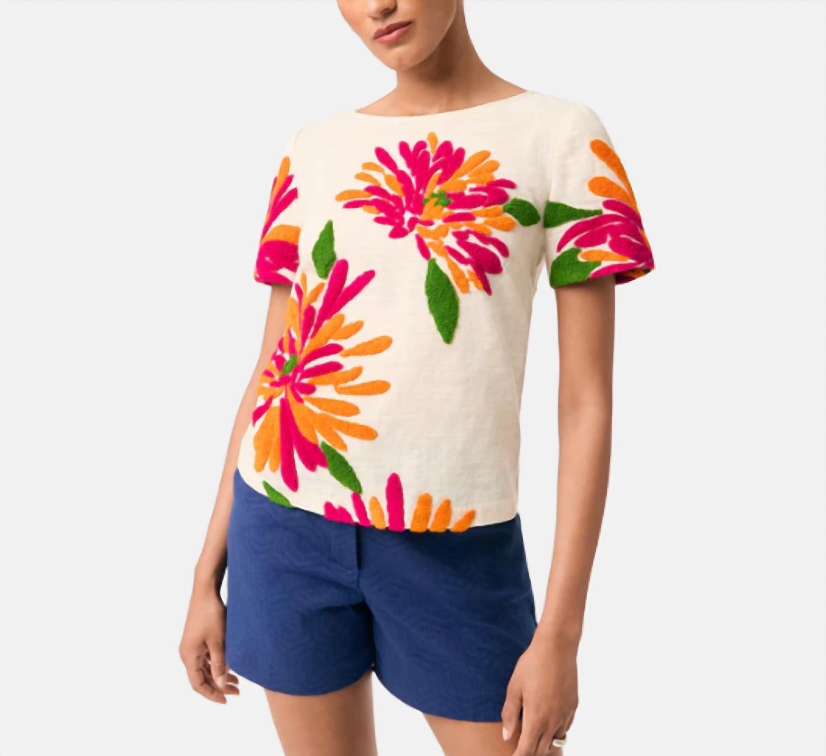 Trina Turk - Siona Embroidered Flower Top