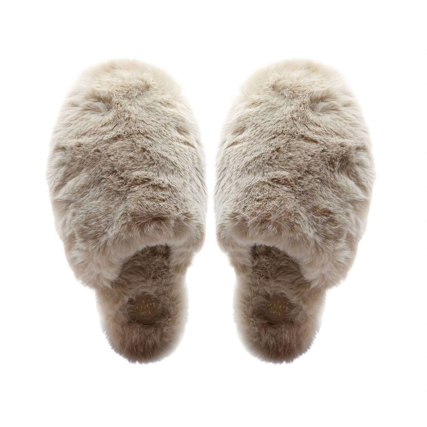solei sea Women's Wrigley Fur Slipper in cream - women's shoe - detail view