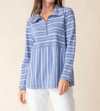 Habitat - Weekend Terry Striped Quarter Zip Top