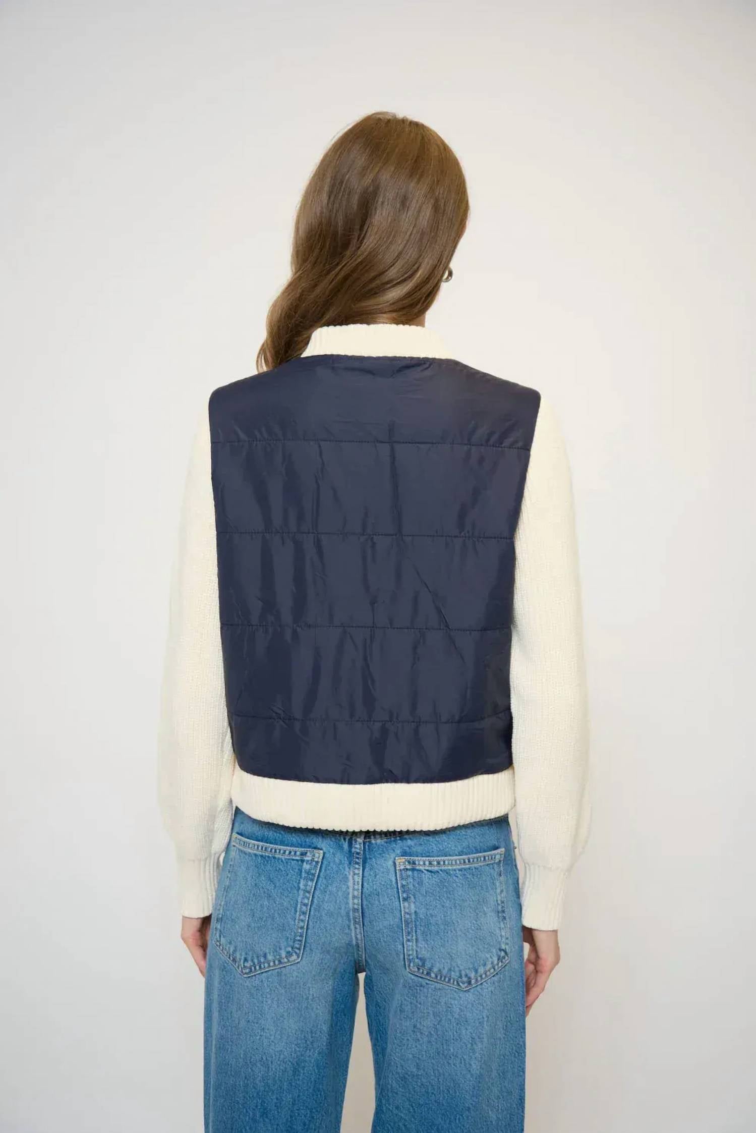 Central Park West - Nylon Quilted Jacket With Sweater Sleeves