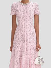 Self-Portrait - Lace Embellished Midi Dress