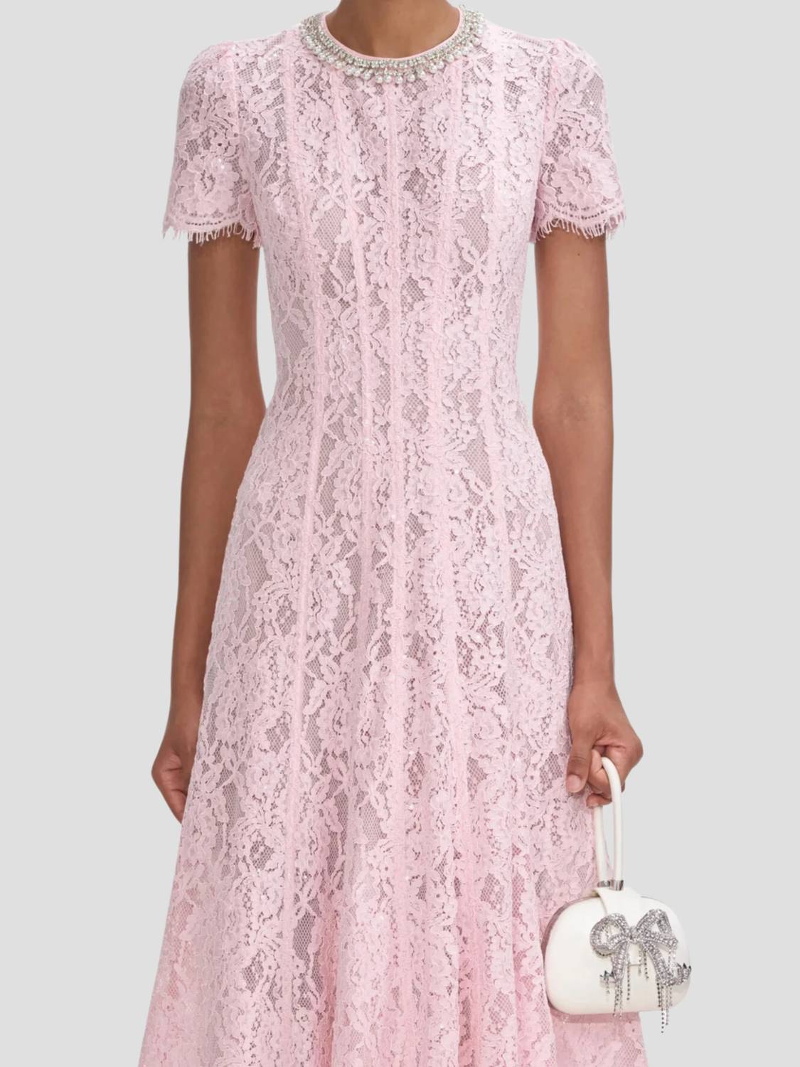 Self-Portrait - Lace Embellished Midi Dress
