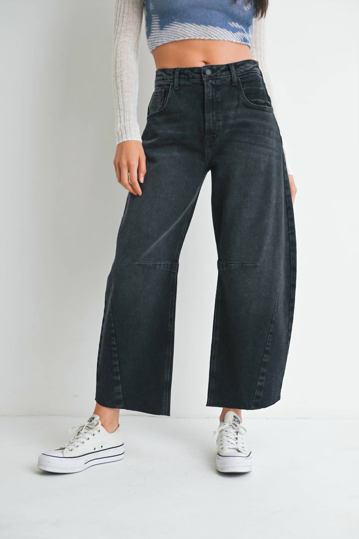 JUST BLACK DENIM Women's Barrel Jean in black - women's jeans