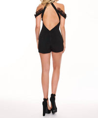 Rachel Allan - Halter Beaded Tulle Homecoming Romper