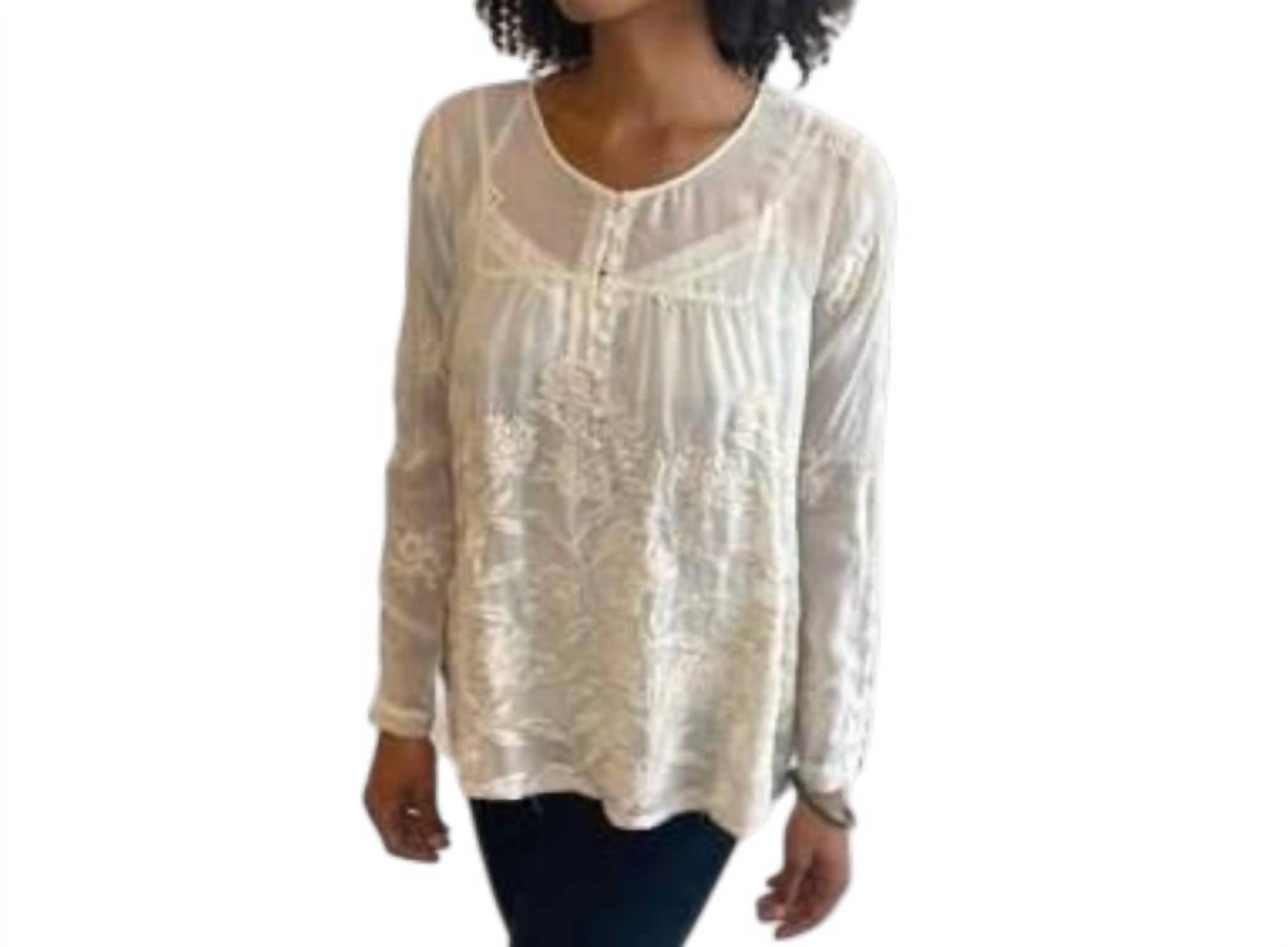 Johnny Was - Garland Sage Long Sleeve V Neck Blouse
