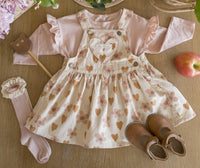 Wild Wawa Kids' Pocket Overall Dress in retro floral heart - kids' dress - alternate view
