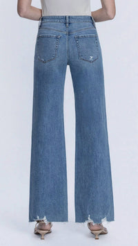 Flying Monkey - Women's High Rise Full Length Slant Side Seam Vintage Flare Jeans