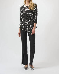 Joseph Ribkoff - Abstract Print Three Quarter Sleeves Asymmetrical Top