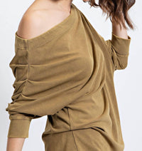Little Secret Of Mine - Asymmetric Oversized Off-shoulder Tunic