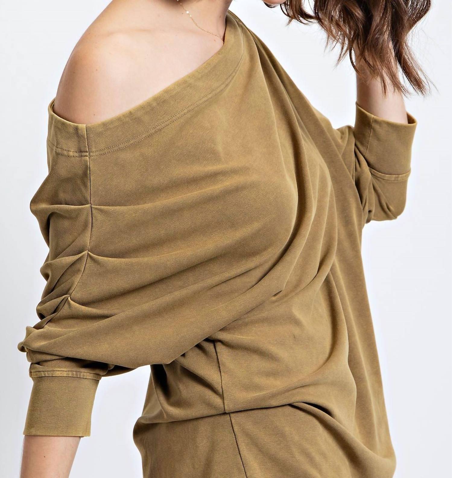 Little Secret Of Mine - Asymmetric Oversized Off-shoulder Tunic