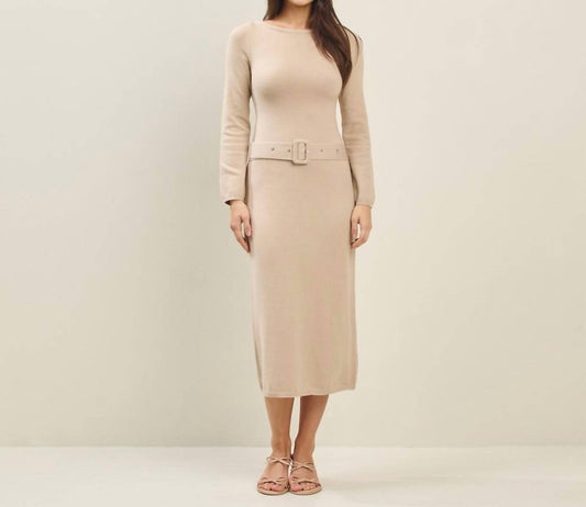 Able - Low Waist Belted Sweater Midi Dress