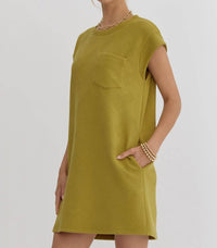 Entro - Quilted Round Neck Sleeveless Mini Dress