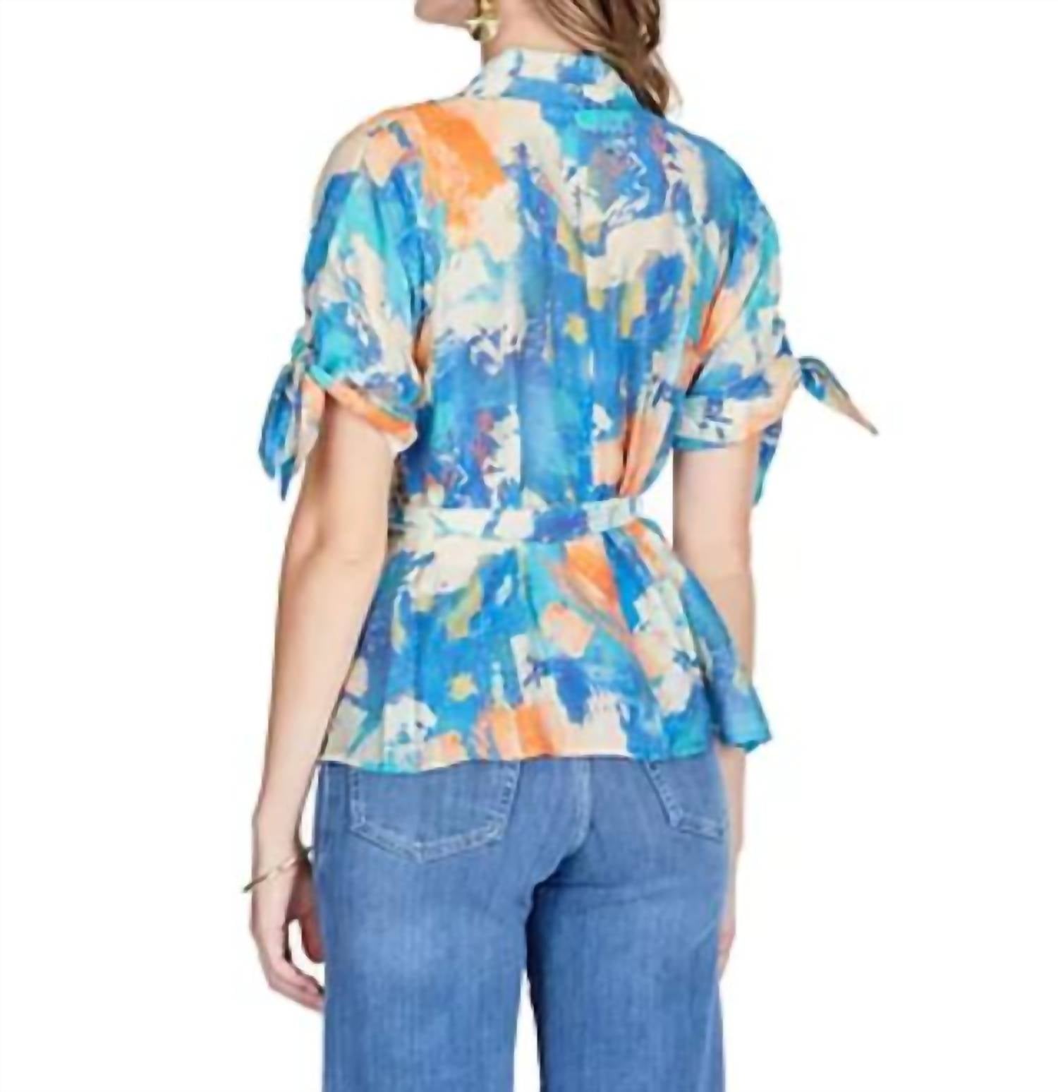 Jade - Pleated Tie Sleeve Blouse