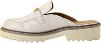 Corkys Footwear Womens Wingin It Heeled Mule in ivory snake - women's shoe - detail view