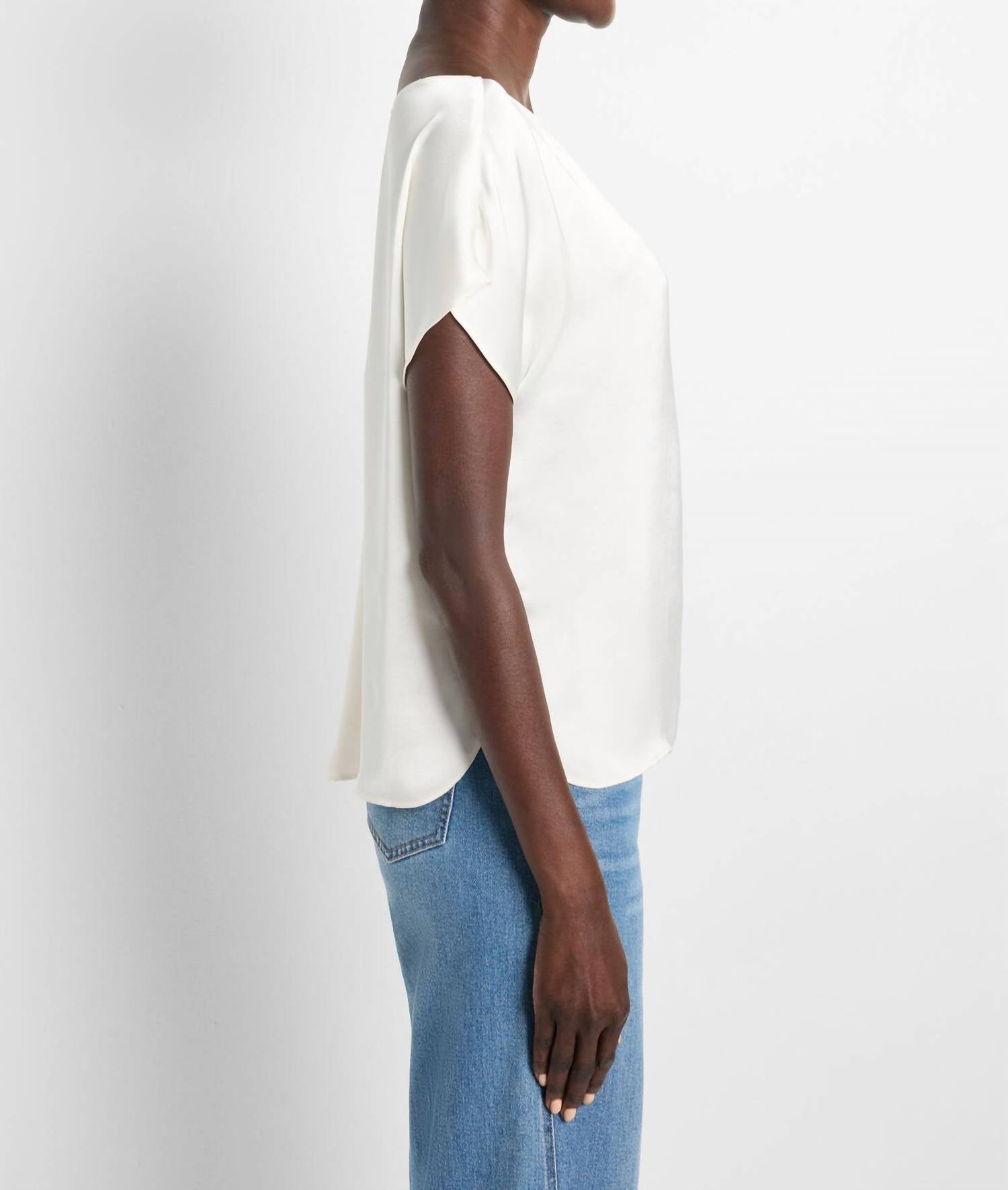 Nic + Zoe Day Gloss Woven Tee in classic cream - women's t-shirt - alternate view
