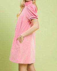 Umgee - Solid Jacquard Stripe Band Mini Dress