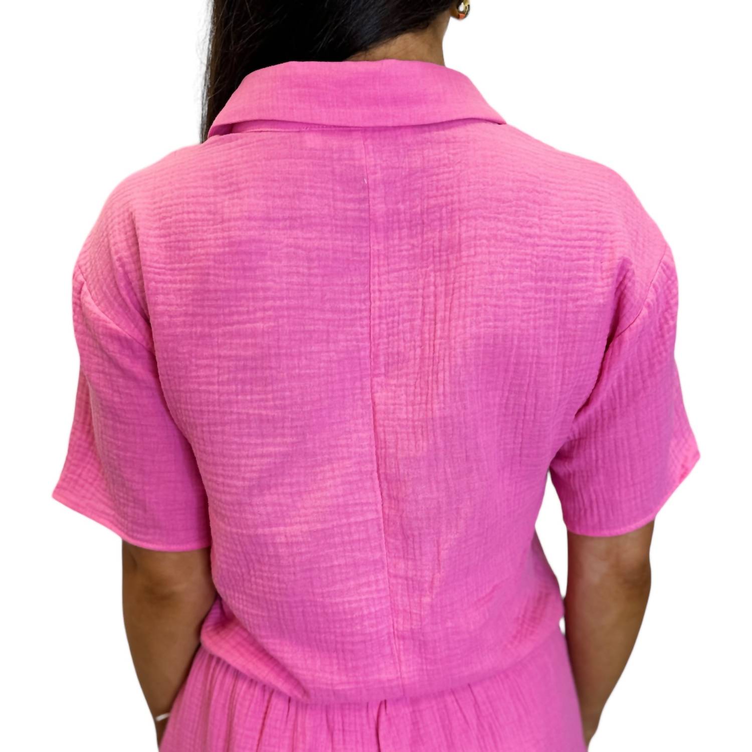 Meet Me In Santorini - Button Down Collar Neckline Top