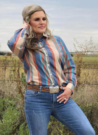 Sterling Kreek Til You Can't Button Up Shirt in multi - women's shirt - alternate view