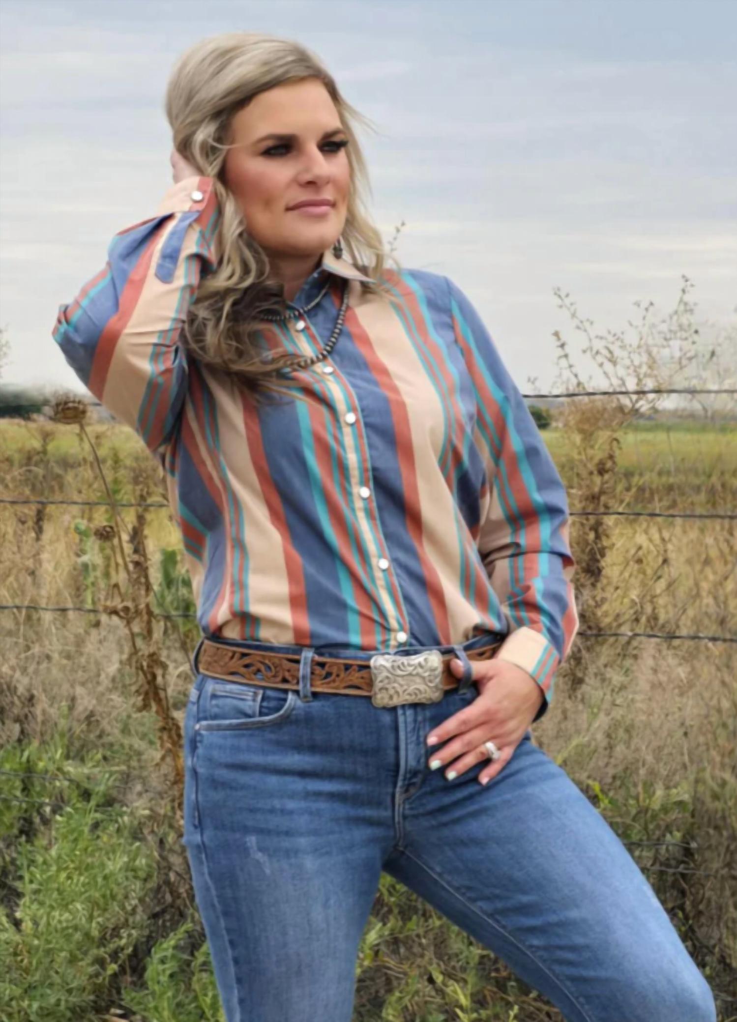 Sterling Kreek Til You Can't Button Up Shirt in multi - women's shirt - alternate view