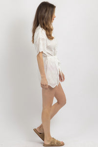 Ooh Fashion - EYELET BUTTON FRONT ROMPER