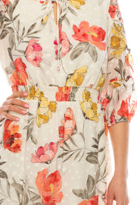 Maison Tara - Floral Chiffon A-line Dress