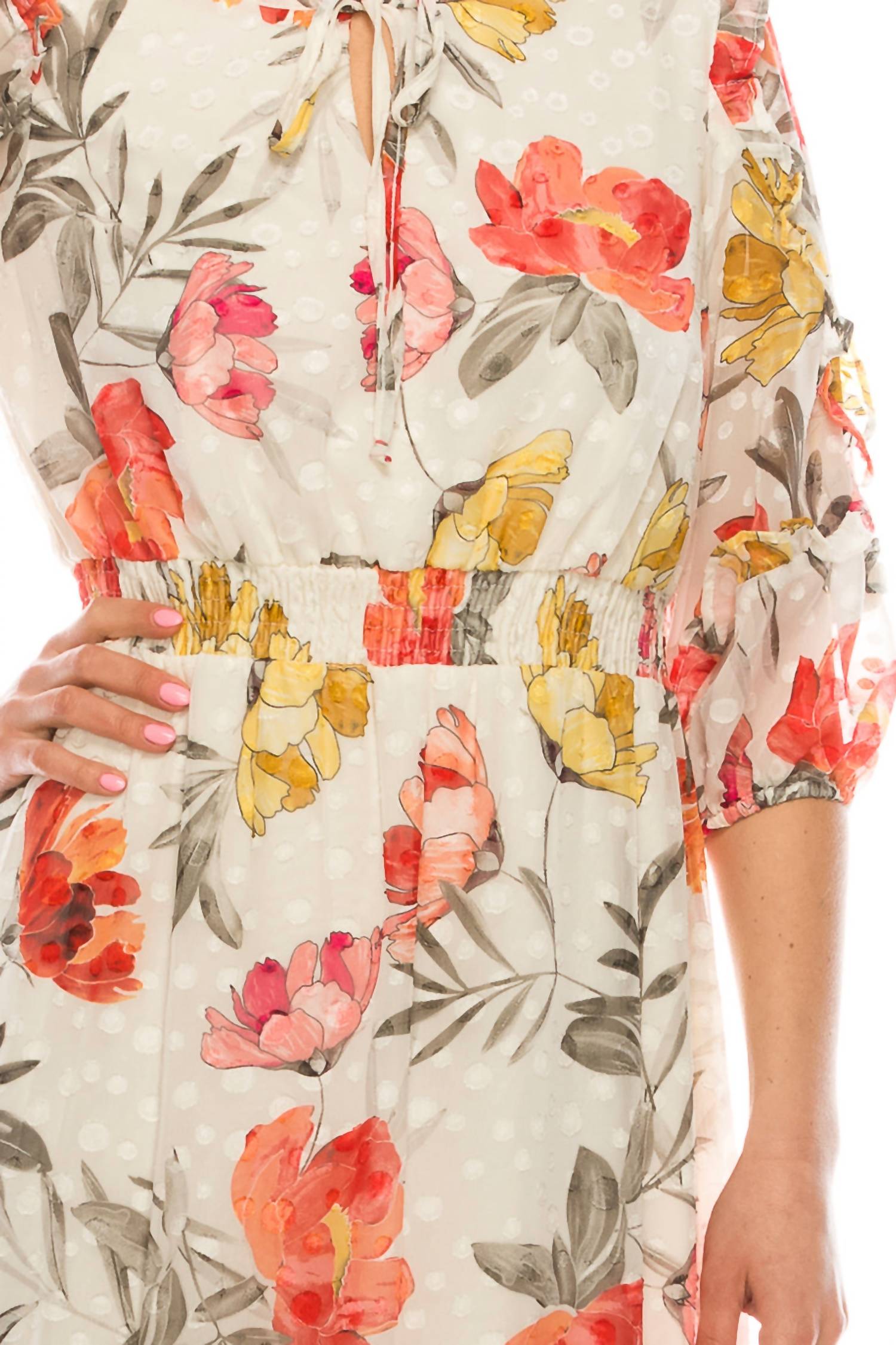 Maison Tara - Floral Chiffon A-line Dress
