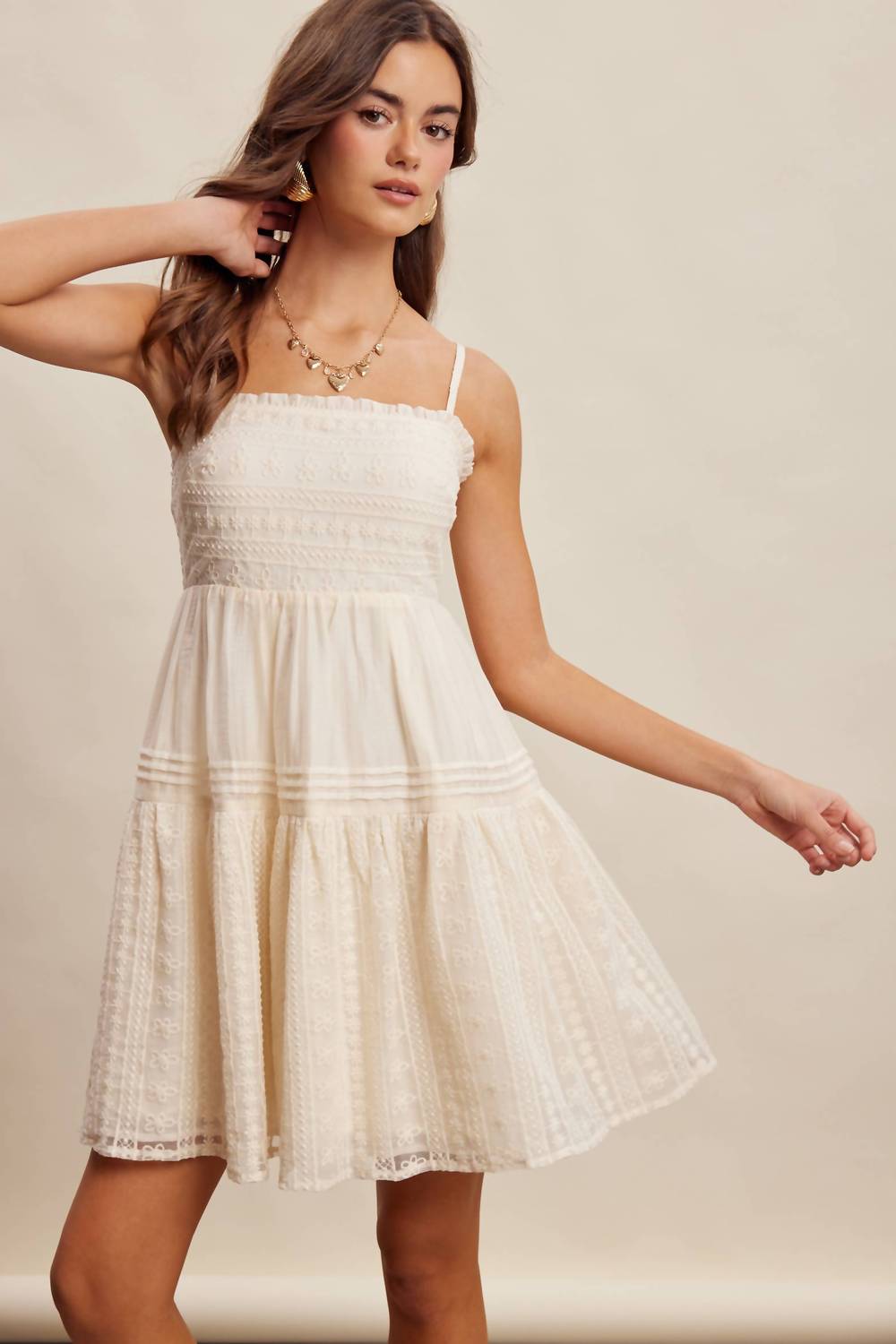 Listicle - Lace Tiered Mini Dress