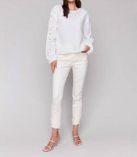 Charlie B - Eyelet Cotton Long Sleeve Blouse
