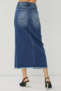 Risen - Super Stretchy High Rise Long Denim Skirt