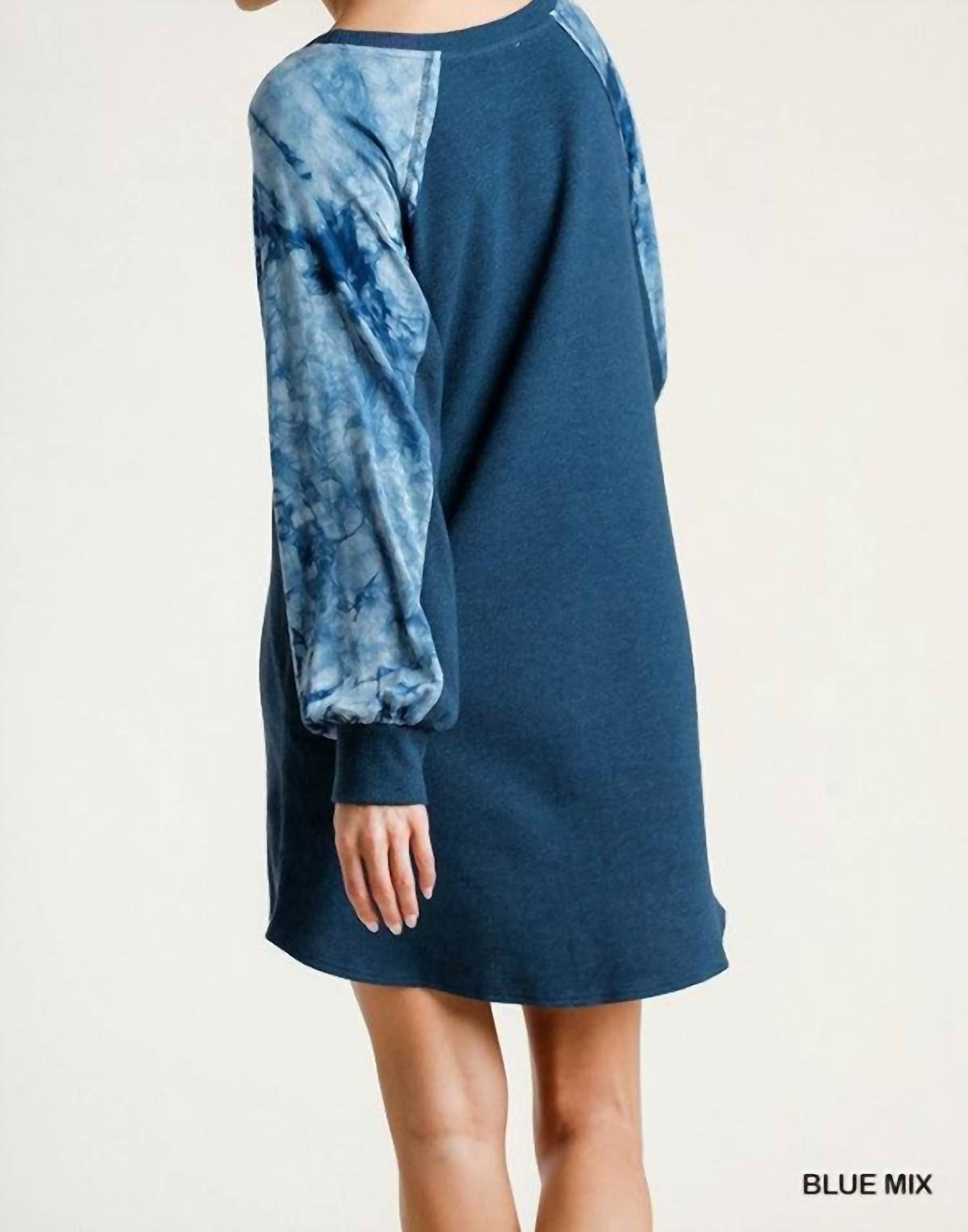 Umgee - Tie Dye Raglan Sleeve Waffle Knit Dress