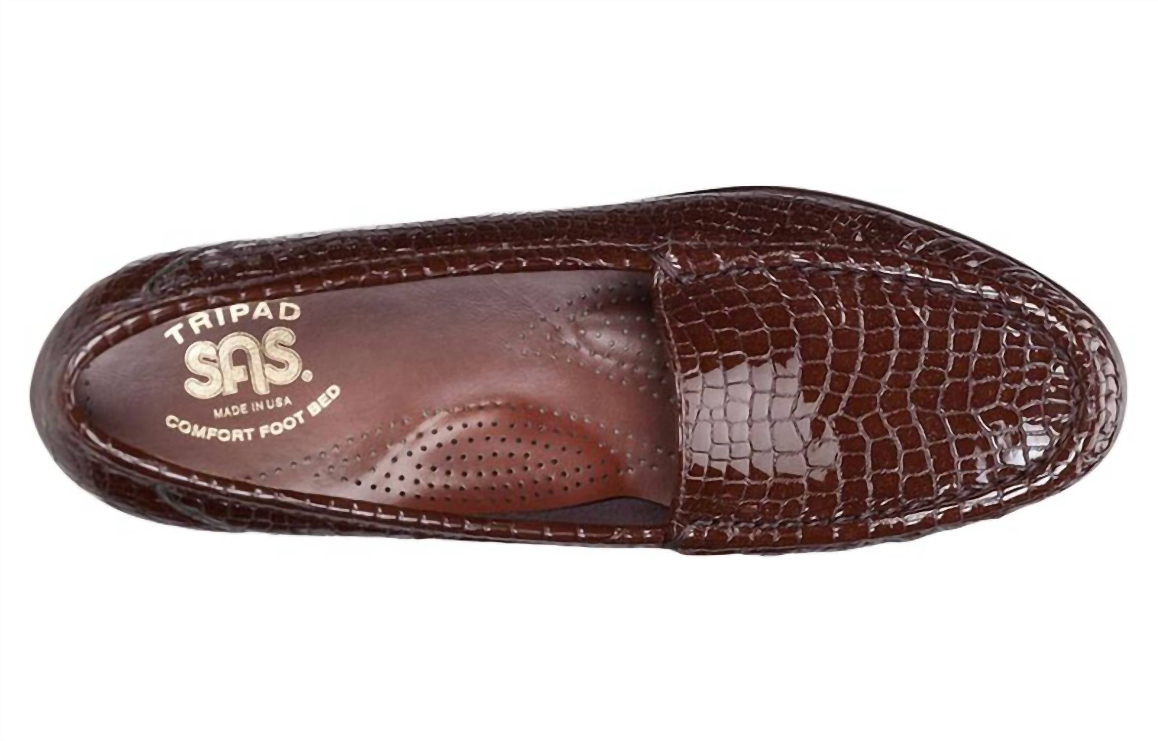 SAS Women's Simplify Loafer in brown croc - women's flats - detail view
