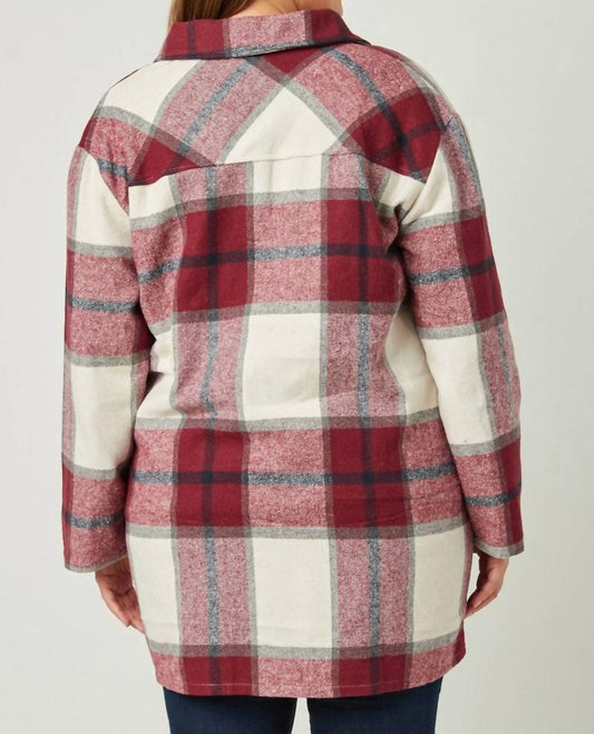 Hayden La - Plaid Button Up Patch Pocket Jacket - Plus