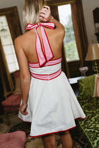 BABY PINK Nova Colorblock Halter Mini Dress in white - women's dress - view 7