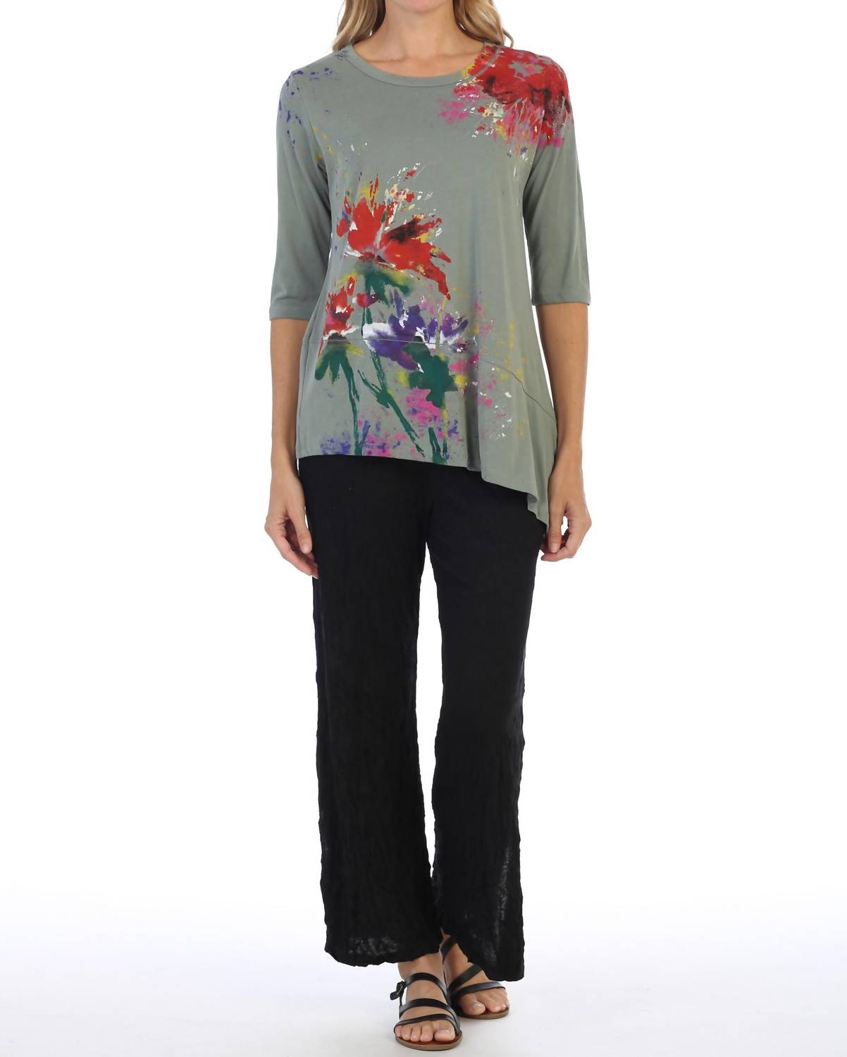 Jess & Jane - Floral Poem Asymmetric Top