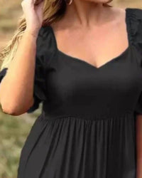 Beyond Words - Puffed Sleeve Tiered Dress