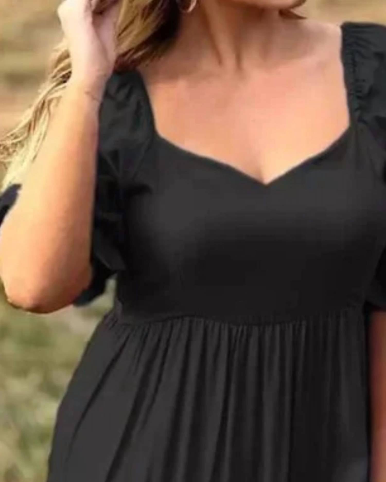 Beyond Words - Puffed Sleeve Tiered Dress
