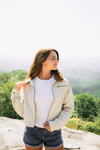 SAGE THE LABEL Bramble Cropped Barn Jacket in brown - women's jacket