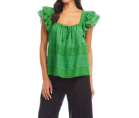 Karen Kane - Embroidered Ruffle Sleeve Blouse