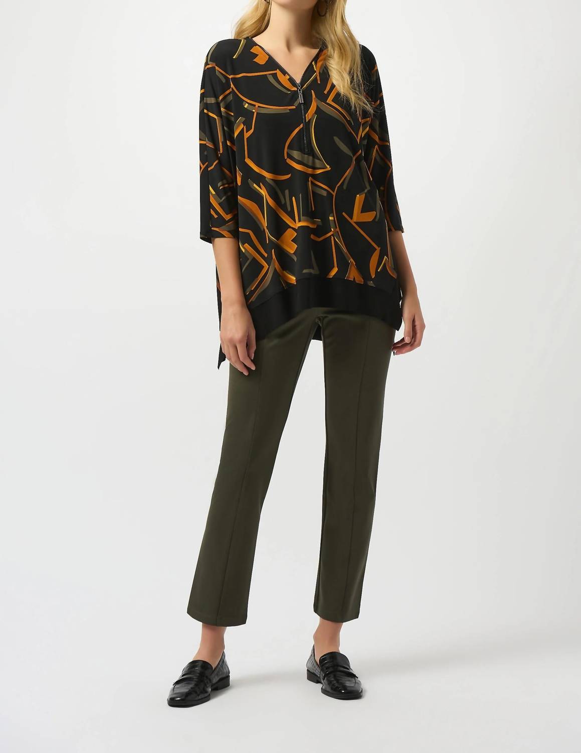 Joseph Ribkoff - Back Slit Pull On Slim Ankle Pants
