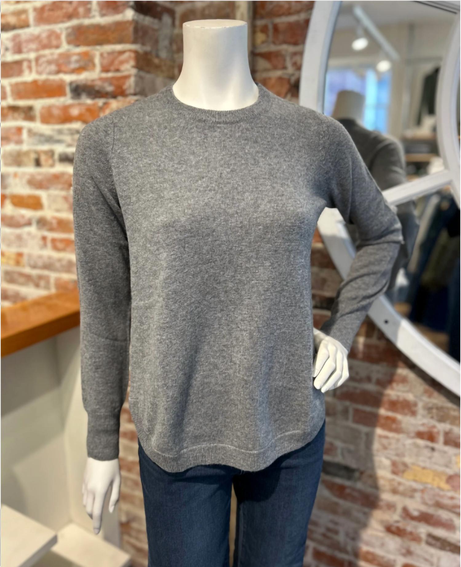 Autumn Cashmere Women's Solid Shirttail Crew Sweater in cement - women's sweater