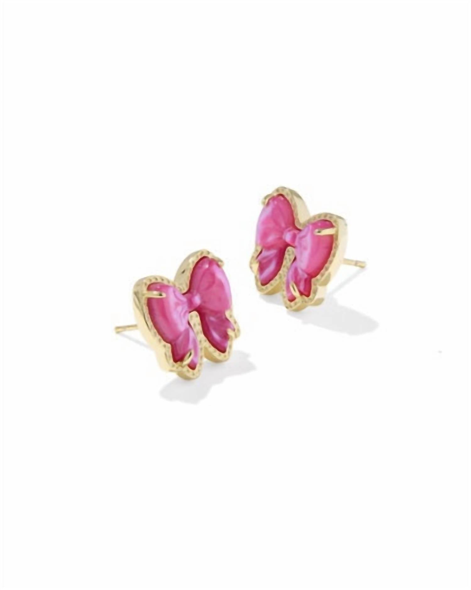 Kendra Scott Women's Haley Bow Stud Earrings in gold rose violet mother of pearl 1 - women's jewelry