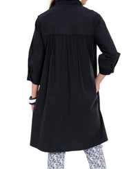 Lior - Cherry Solid Button Front Tunic Dress
