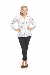 Papillon - Garden Print Layered Button Front Blouse