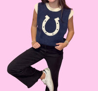 trend:notes Horseshoe Sweater Vest in blue - women's sweater