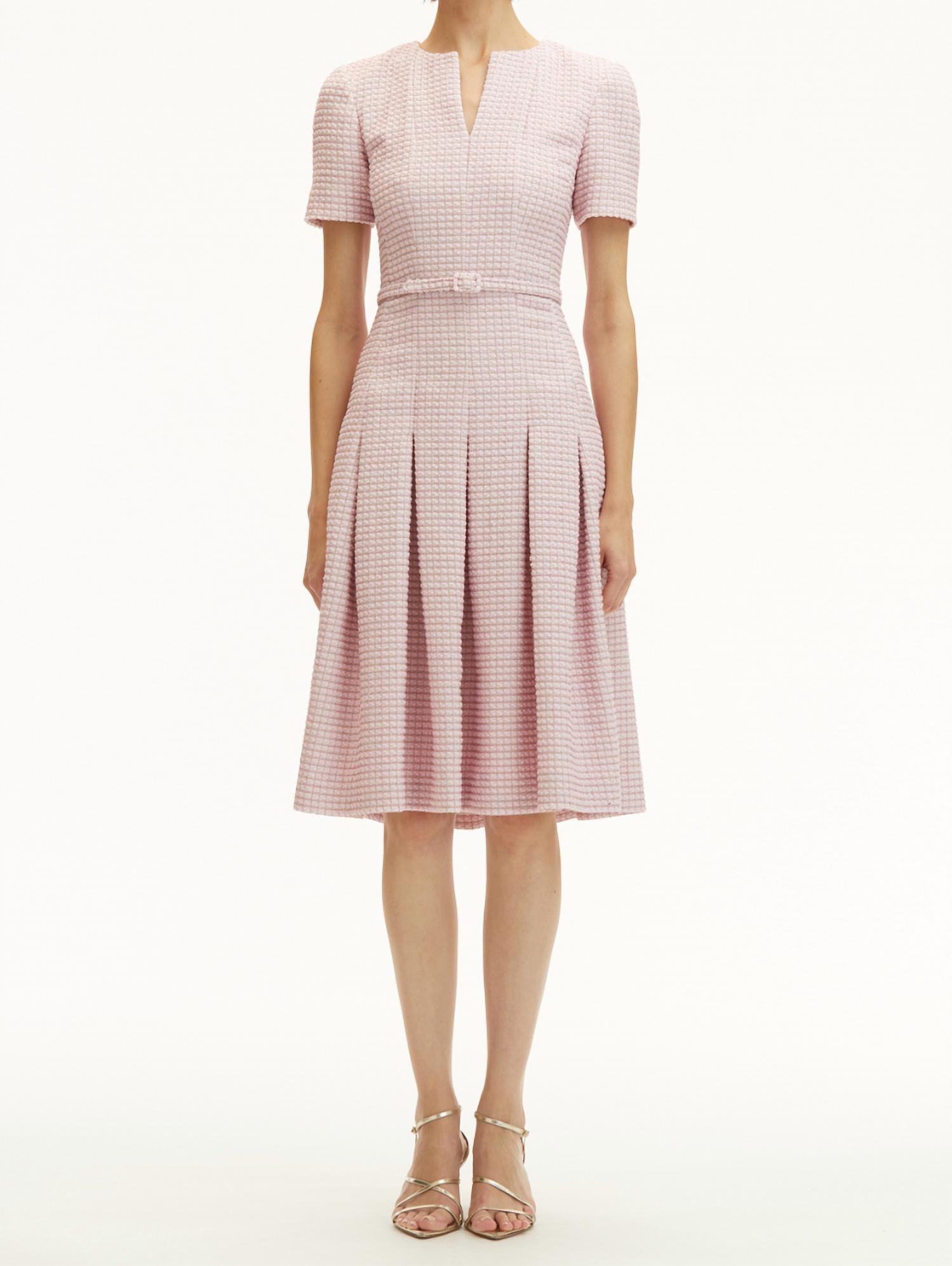 Oscar De La Renta - Lurex Check Tweed Flare Dress