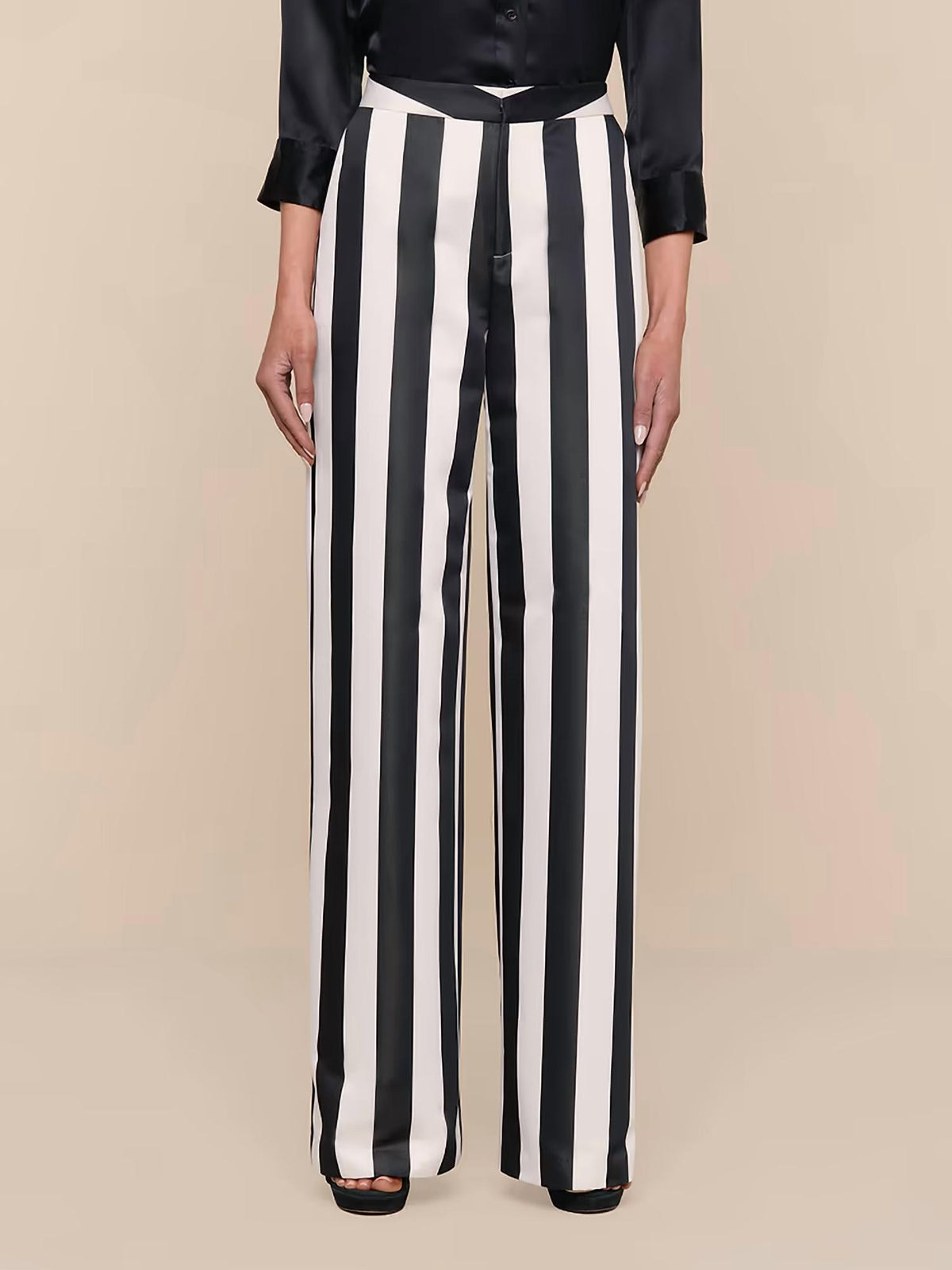 L'Agence - Livvy Satin Straight-leg Trouser