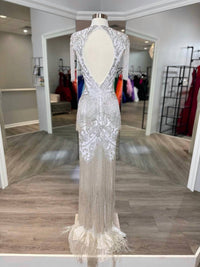Sherri Hill - Women's Deep V-neck Long Fitted Beaded Gown
